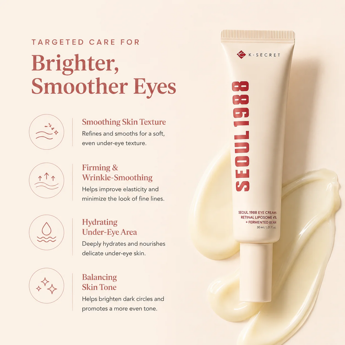 KSECRET | SEOUL 1988 Eye Cream : Retinal Liposome 4% + Fermented Bean 30ml