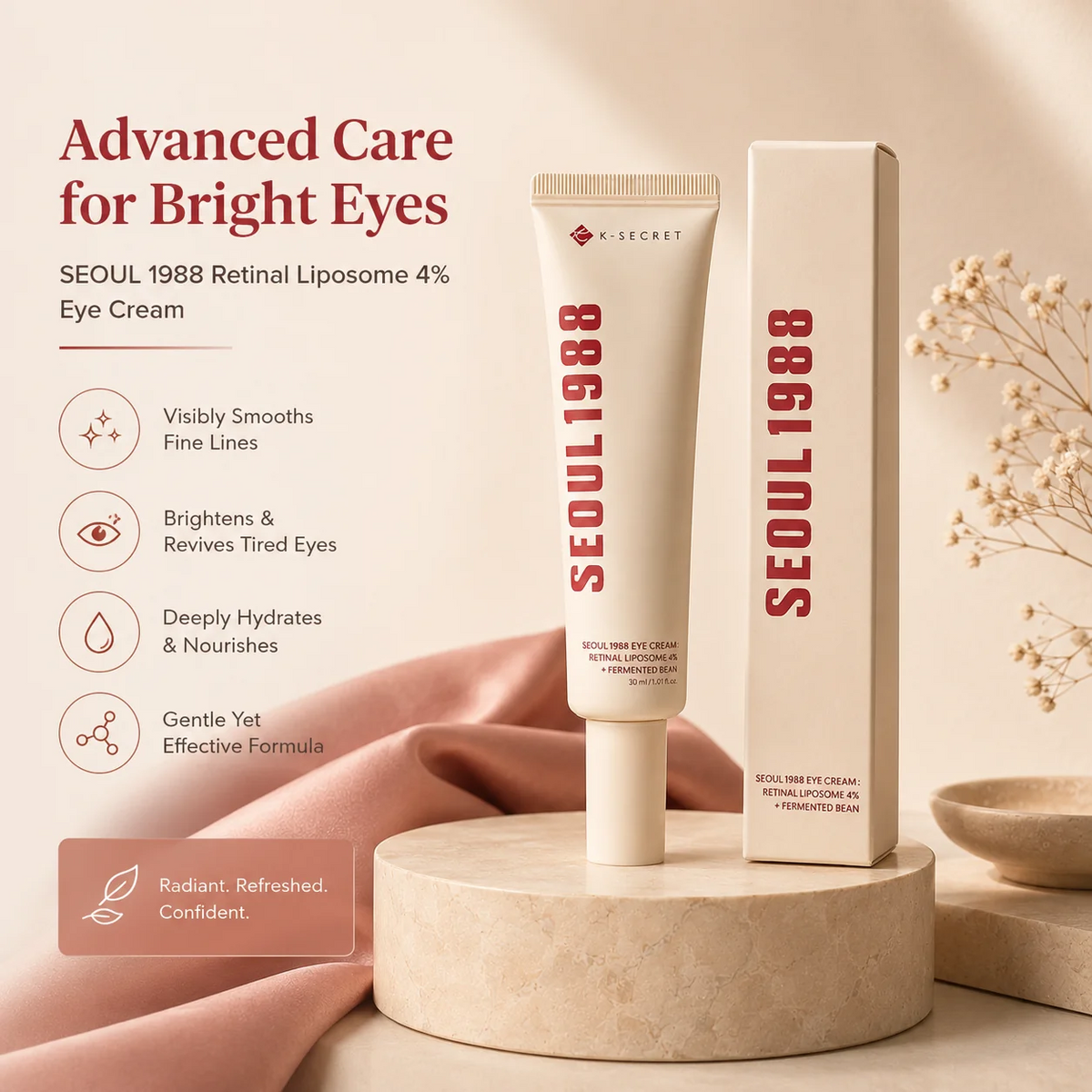 KSECRET | SEOUL 1988 Eye Cream : Retinal Liposome 4% + Fermented Bean 30ml